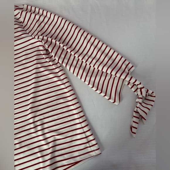 Ann Taylor Factory Women's Red Striped Top,  tie sleeves, size L.  This is NWOT - Picture 4 of 5